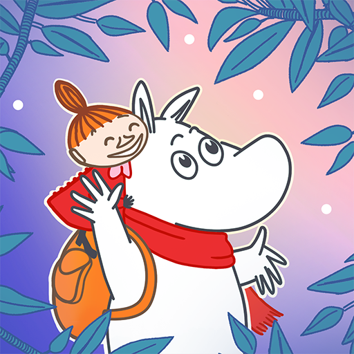 Winter seasonal Moomin Move app icon with Moomintroll and Little My