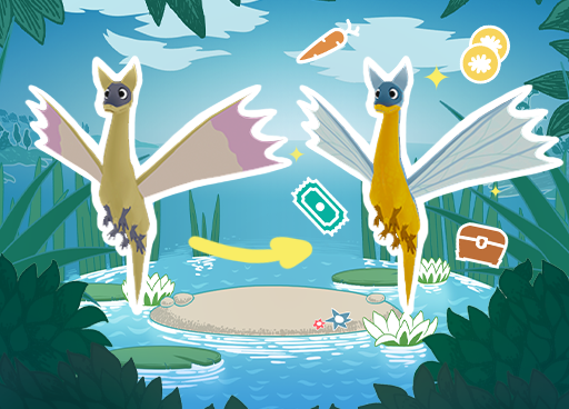 Tutorial banner explaining pet evolution and visual change