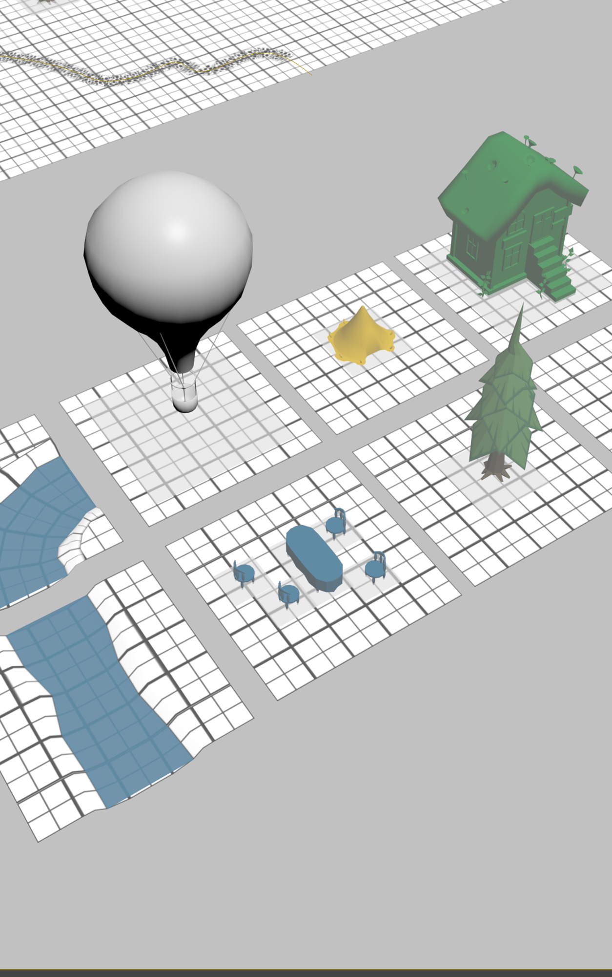 Gray block building pieces