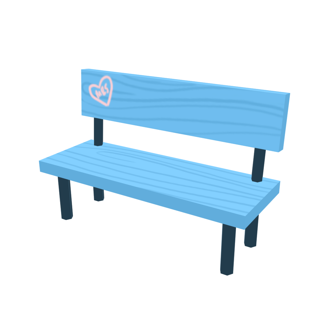 Blue wooden heart bench prop