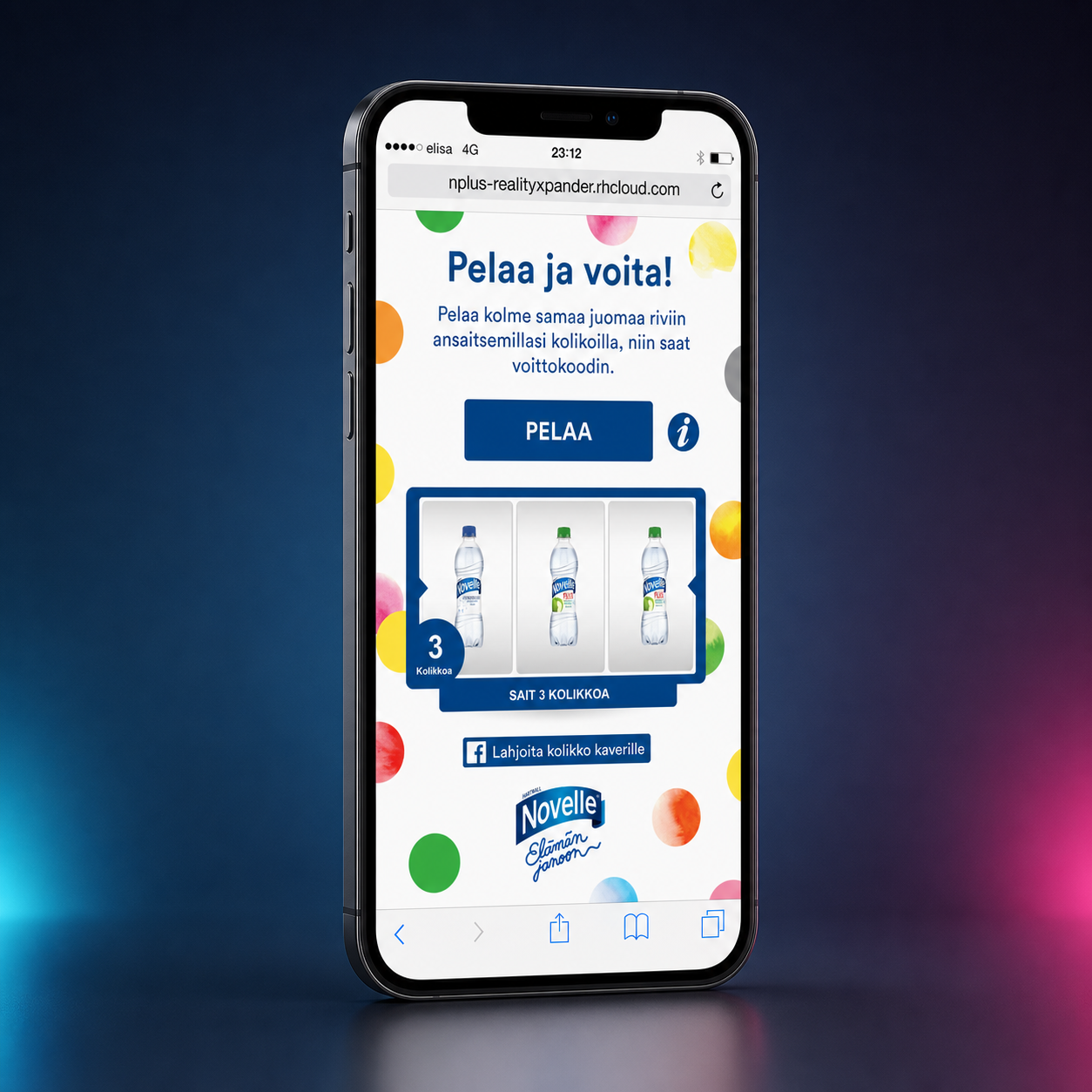 Branded Novelle mobile campaign game shown on a phone