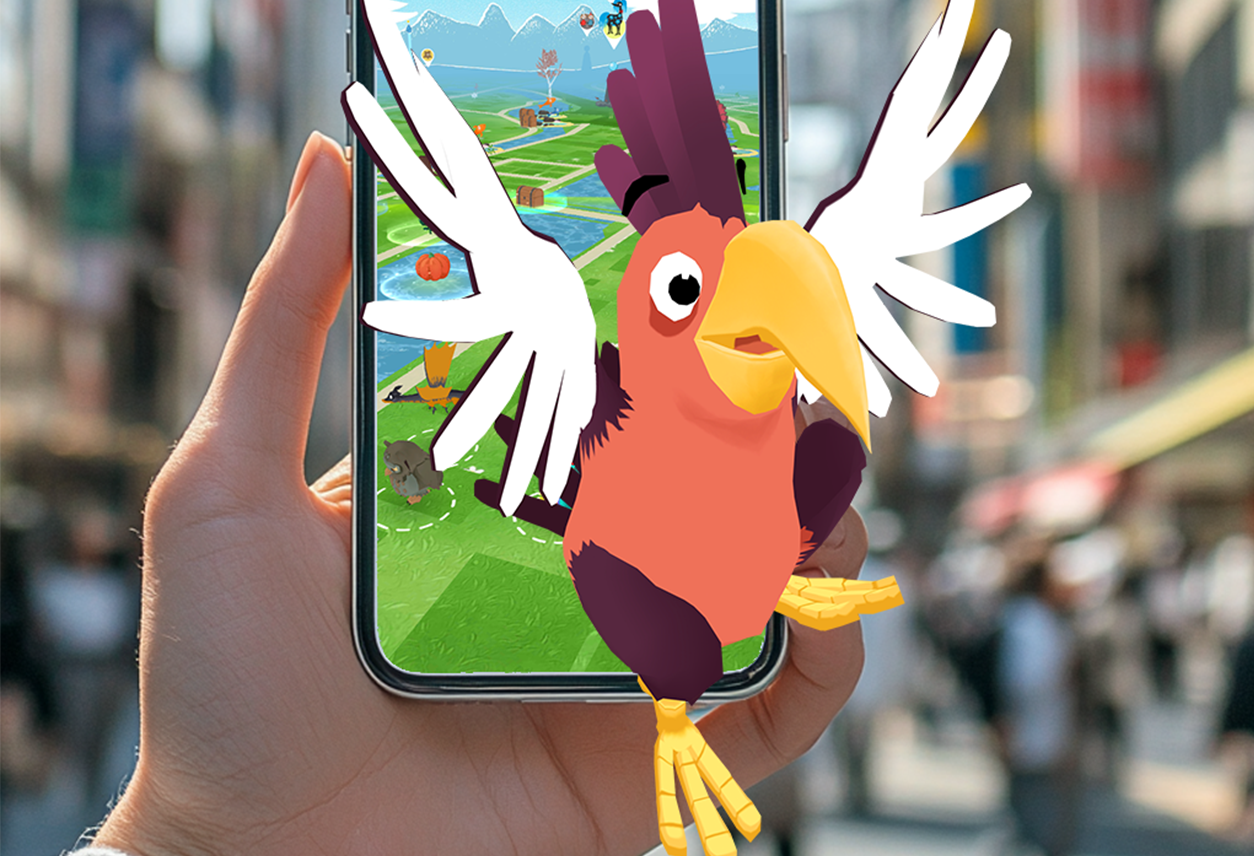 Collectible pet system design artwork with a parrot pet and progression variants